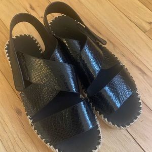 Vince black strap platform sandals
